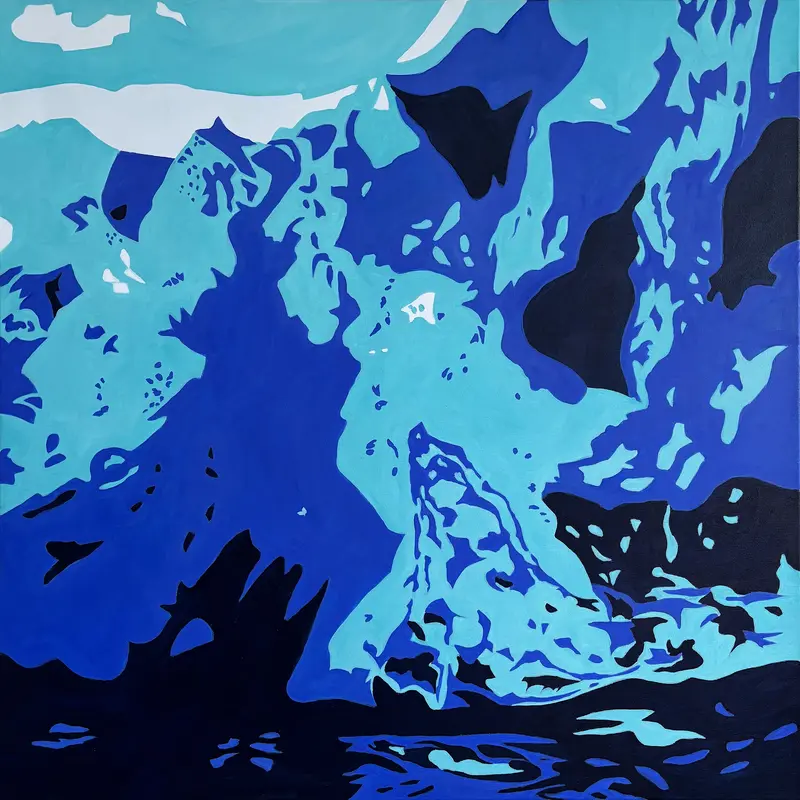 Glacier calving, 2026, oil on canvas, 100 x 100 cm